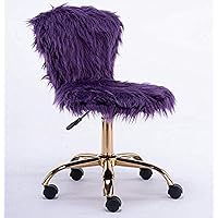 GIA Mid-Back Swivel Adjustable Small Vanity Chair with Faux Fur, Purple