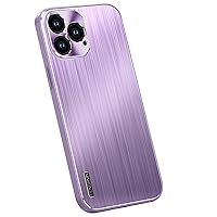 Case for iPhone 14/14 Pro/14 Plus/14 Pro Max, Metal Brushed Texture Case Slim Phone Cover Back Anti-Scratch Lens Protection Anti-Drop TPU Inner Shell,Purple,14 pro max 6.7''