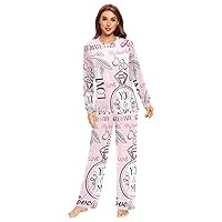 ALAZA Watercolor Light Pink Flowers Couples Matching Pajamas Sets