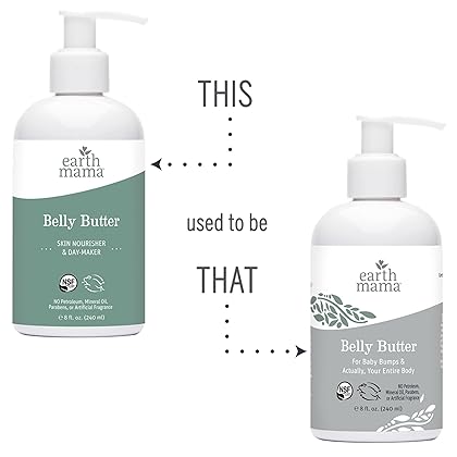 Earth Mama Belly Butter, Maternity Moisturizer for Dry Skin | Lotion for Pregnancy and Postpartum Recovery Self Care, Body Cream with Aloe, Fragrance Free, 8-Fluid Ounce