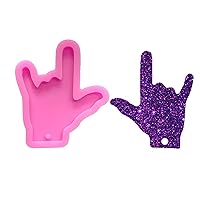 Shiny Glossy I Love You in Sign Language Hand Shape Silicone Molds for DIY Craft Keychain Polymer Clay Mold Necklace Epoxy Pendant Jewellery Resin Crafting Making Cake Decoration Fondant Mould