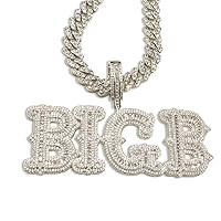 Hip Hop Custom Big Baguettes Letters Name Necklace With 9mm Cuban Link Chain VVS Clarity Cubic Zirconia Iced Out Personalized Name Pendants Charm Jewelry for Women Men