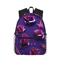 Lightweight Laptop Backpack,Casual Daypack Travel Backpack Bookbag Work Bag for Men and Women-Glitter Sequin rose