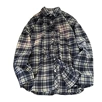 Spring Clothing Men' Retro Check Button-Down Long Sleeve Shirts Lapel Streetwear Plaid Luxury Jacket Shirt