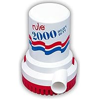 Rule 10-6UL, Bilge Pump, 2000 GPH, Non-Automatic, 12 Volt with 6 Foot Wire Leads, White/Blue