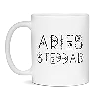 Jaynom Aries Coffee Mug for Stepdad | Zodiac Birthday Ceramic Tea Cup, 11-Ounce White
