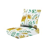 2-Piece Deep Seating Cushion Set Sunflower Seamless for Textile Fabric Wrapping Paper Sunflowers Tile Dining Chair Bench Replacement Deep Seat Cushions for Indoor Outdoor Patio Furniture