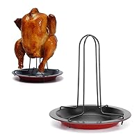 Stainless Steel Chicken Roaster,Beer Can Chicken Holder for Grill with Pan, Chicken Holders Rack Stand for Grill, Roaster, Smoker, Oven, BBQ (Black), rib racks for grilling and smoking grill rack