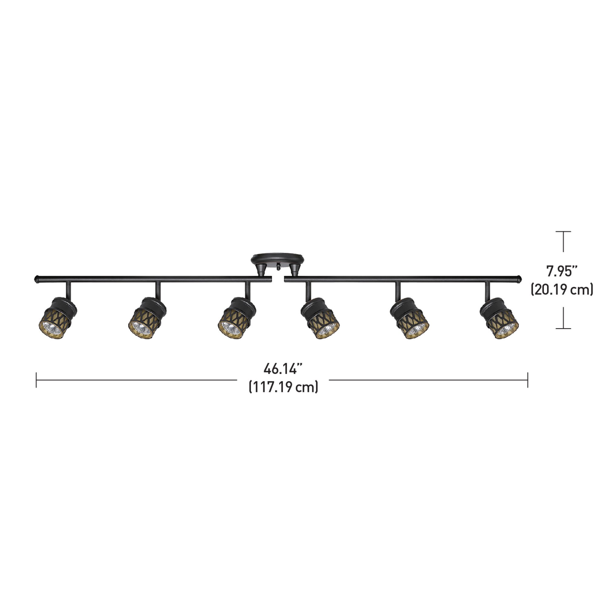 Globe Electric 59086 Kearney 6-Light Foldable Track Lighting, Oil Rubbed Bronze Finish, Champagne Glass Shades, Bulbs Included 7.95