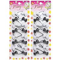 Hair Ties Hair Accessories for Girls Cartoon Character Hair Ties with Balls Bubble Twinbead Ponytail Holders (16 Pcs Baby Bow - Black/White)