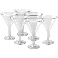 Elegant Clear Plastic Martini Cups - 6 oz. (6 Count) - Premium Plastic Cocktail Glasses & Party Drinkware, Perfect Party Supplies for Birthdays, Weddings or Everyday Use