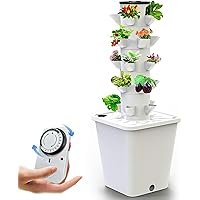 Hydroponic Cultivation System with 30 Pods Florker Vertical Garden Tower, Intelligent Garden Kit for Interiors Aeroponic Cultivation Kit with Pump