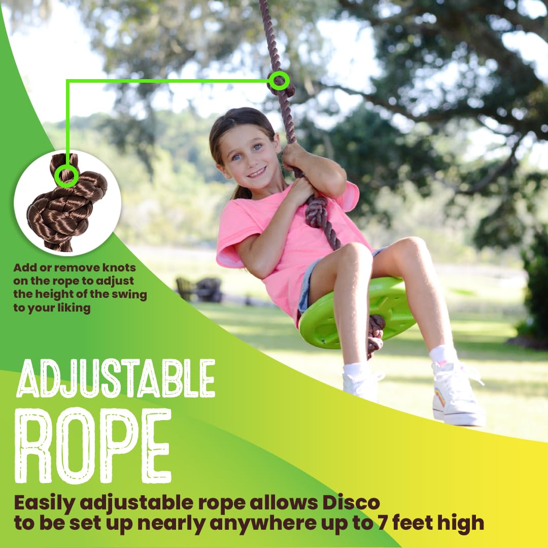 Swurfer Disco Tree Swing - Swing Sets for Backyard, Outdoor Swing, Swingset Outdoor for Kids, Easy Installation, Heavy Duty, Adjustable Climbing Rope, Weather Resistant, Up to 200lbs