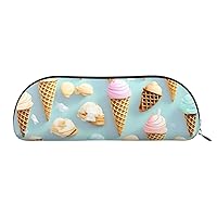Ice Cream And Waffle Pattern Print Cosmetic Bags For Women,Receive Bag Makeup Bag Travel Storage Bag Toiletry Bags Pencil Case