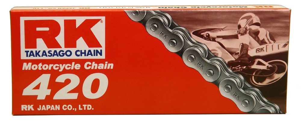 RK Racing Chain M420-124 (420 Series) 124-Links Standard Non O-Ring Chain with Connecting Link