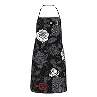 Rose gothic Print Apron Adjustable Kitchen Apron with Pockets Waterproof Aprons for Women Personalized Apron for Cooking Grilling Painting Grooming