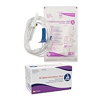 Dynarex 7044 IV Administration Set with 1 Injection Site, 20 Drop/mL, 92