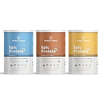 Sprout Living Epic Protein Bundle - Original, Chocolate Maca & Vanilla Lucuma (20g Organic Plant-Based Protein Powder, Vegan, Superfoods) | 2lb, 24 Servings