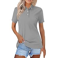 Office Short Sleeve Independence Day Shirts Women Hip Oversize Cotton Slim Fits Polo for Women Solid Cozy Grey XL