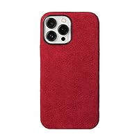 Case Soft Suede Fur Car Leather Phone Case for iPhone 13 14 Pro Max 14Pro 13Pro 13 Mini 14 Plus Magnetic Back Cover,red,for iPhone 13 Mini