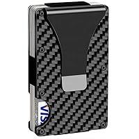 Front Pocket RFID Blocking Minimalist Wallet For Men - Slim Wallet For Men - Metal Wallet With Money Clip For Men (Carbon Fiber)