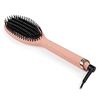 ghd Glide Hot Air Hair Brush ― Professional Smoothing Blow Dryer, Ceramic Hair Straightener, Styler, and Blow Dry Brush ― Pink Peach, Charity Collection