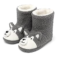 ESTAMICO Toddler Boy's Premium Soft Plush Slippers Cartoon Warm Winter House Shoes