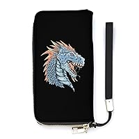 Dragon Head Cute Wallet Long Wristlet Purse Credit Card Holder Cell Phone Purse Elegant Clutch Handbag for Women