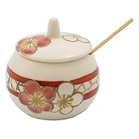 Kyo-Ware TG-017D Shimizu Ware Hand Painted Salt Infused Red and White Plum