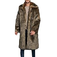 Lisa Colly 125CM Men's Winter Outwear Lapel Faux Fur Coat Jacket Warm Long Parka Overcoat