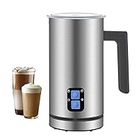 4-in-1 Hot Cold Coffee Foamer, Low Noise 360° Even Mixing Food Grade Stainless Steel Milk Mixer For Coffee, Latte, Hot Chocolate Milk Machine 300ml