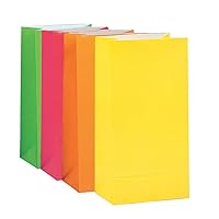 Neon Assorted Paper Party Bags (10 Pieces) - Vibrant Colors, Premium Quality Bags, Perfect for Gifts, Goodies, Birthdays, Weddings & Events