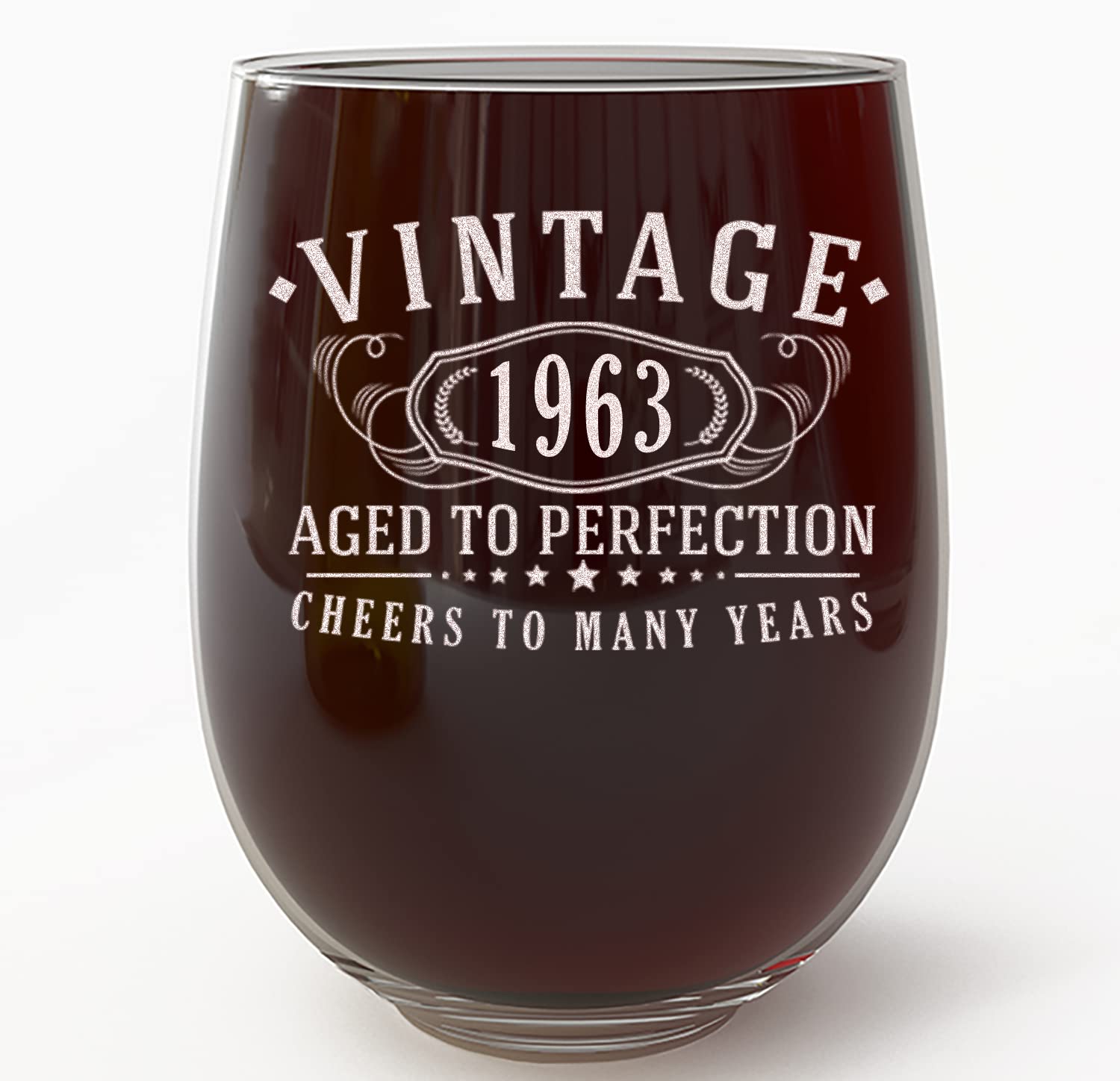 Mua Vintage 1963 Etched 17oz Stemless Wine Glass – Happy 60th ...