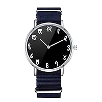 Hindi Numerals Blackd Design Nylon Watch for Men and Women, Hindu Numbers Theme Unisex Wristwatch, Minimalist Lover Gift Idea