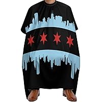 Chicago City Flag Hair Cutting Cape Salon Haircut Apron Barbers Hairdressing Cape with Adjustable Snap Closure