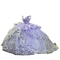 2024 Ball Gown V Neck Prom Quinceanera Dresses 3D Flowers Lace Ruffles Sweet 15 Charro