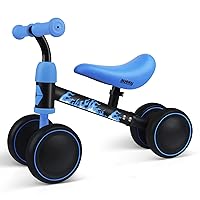 AyeKu Baby Balance Bike, Cool Toys Bike for 1 Years Old Boys and Girls as First Birthday Gifts with Adjustable seat and 4 Silent Wheels (BlackFire)