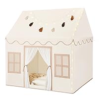 Kids Play Tent Indoor: with Mat, Star Lights, Tissue Garland - Toddler Girl Tent Indoor Playhouse for Toddlers Kids Toys for Boy Girl Birthday Gift for Kids Age 3 Year Old
