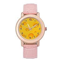 Delicious Cheese Hole Classic Watches for Women Funny Graphic Pink Girls Watch Easy to Read