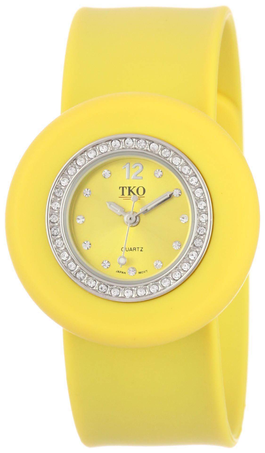TKO Orlogi Women's Mini Crystal Slap Watch with Silicone Rubber Bracelet