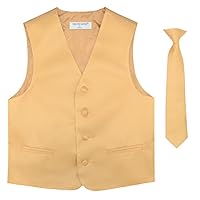 BOY'S Dress Vest & NeckTie Solid PINK Color Neck Tie Set