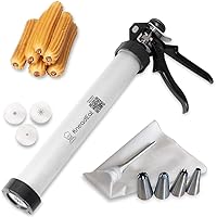 Professional Churrera - Churro Maker Gun Kit Set. Holds 1.5 lb of Dough and Churro Filling Piping Bag with large Needle. Includes 3 Nozzles for Churros. Fresh Churros Party. (1.5 lb Aluminum)