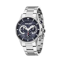 Police Men's Quartz Watch with Blue Dial Chronograph Display and Silver Stainless Steel Bracelet 14383JS/03M, Blue/Silver, Bracelet