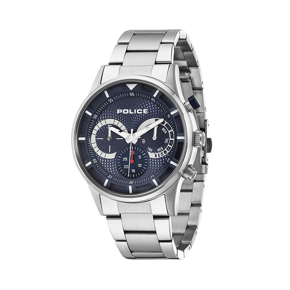 Police Men's Quartz Watch with Blue Dial Chronograph Display and Silver Stainless Steel Bracelet 14383JS/03M