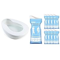 Bedpan for Women Men White & Pee Bags Urinal Bags for Travel 8 Pack