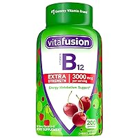 Vitafusion Extra Strength Vitamin B12 Gummy Vitamins for Energy Metabolism Support and Nervous System Health Support, Cherry Flavored, America’s Number 1 Brand, 100 Day Supply, 200 Count