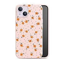 for iPhone 14 and iPhone 13 Case Silicone Chalk Pink with Design 6.1 Inch, Protective Slim Soft Cover for Women and Girls (Osmanthus)