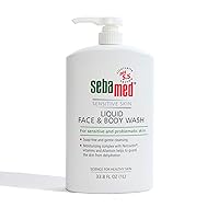Sebamed Liquid Face and Body Wash For Sensitive Skin pH 5.5 Mild Gentle Hydrating Cleanser Hypoallergenic Dermatologist Recommended 33.8 Fluid Ounces (1 Liter) For Healthier Smoother Skin