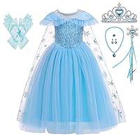 Lito Angels Girls Princess Snow Ice Queen Sister Costumes Halloween Birthday Fancy Party Dress Up with Cape + Accessories