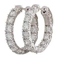 3.6 Carat Natural Diamond (F-G Color, VS1-VS2 Clarity) 14K White Gold Luxury Hoop Earrings for Women Exclusively Handcrafted in USA
